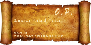 Oancsa Patrícia névjegykártya